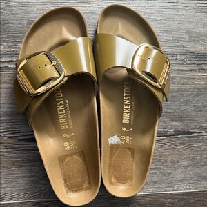 Birkenstock Madrid big buckle sandals with Gold Buckle